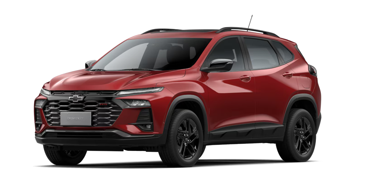 Chevrolet Tracker vermelho visto por inteiro